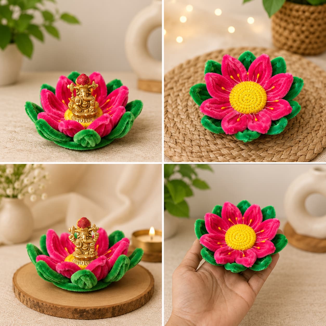Handcrafted Velvet Lotus Base Mat