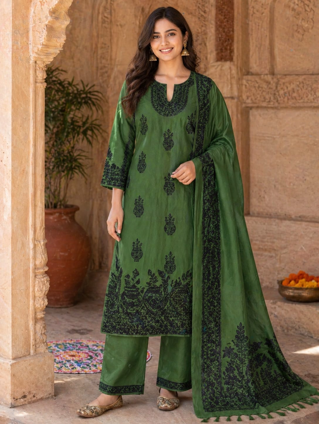Hand Painted Madhubani Print Kurta Set