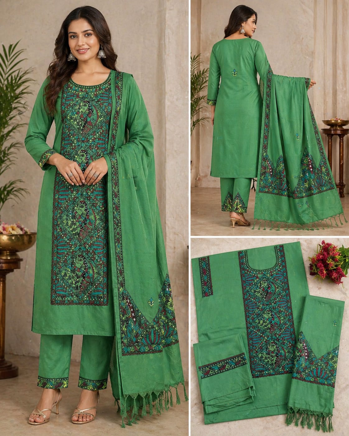 Hand Painted Madhubani Print Kurta Set