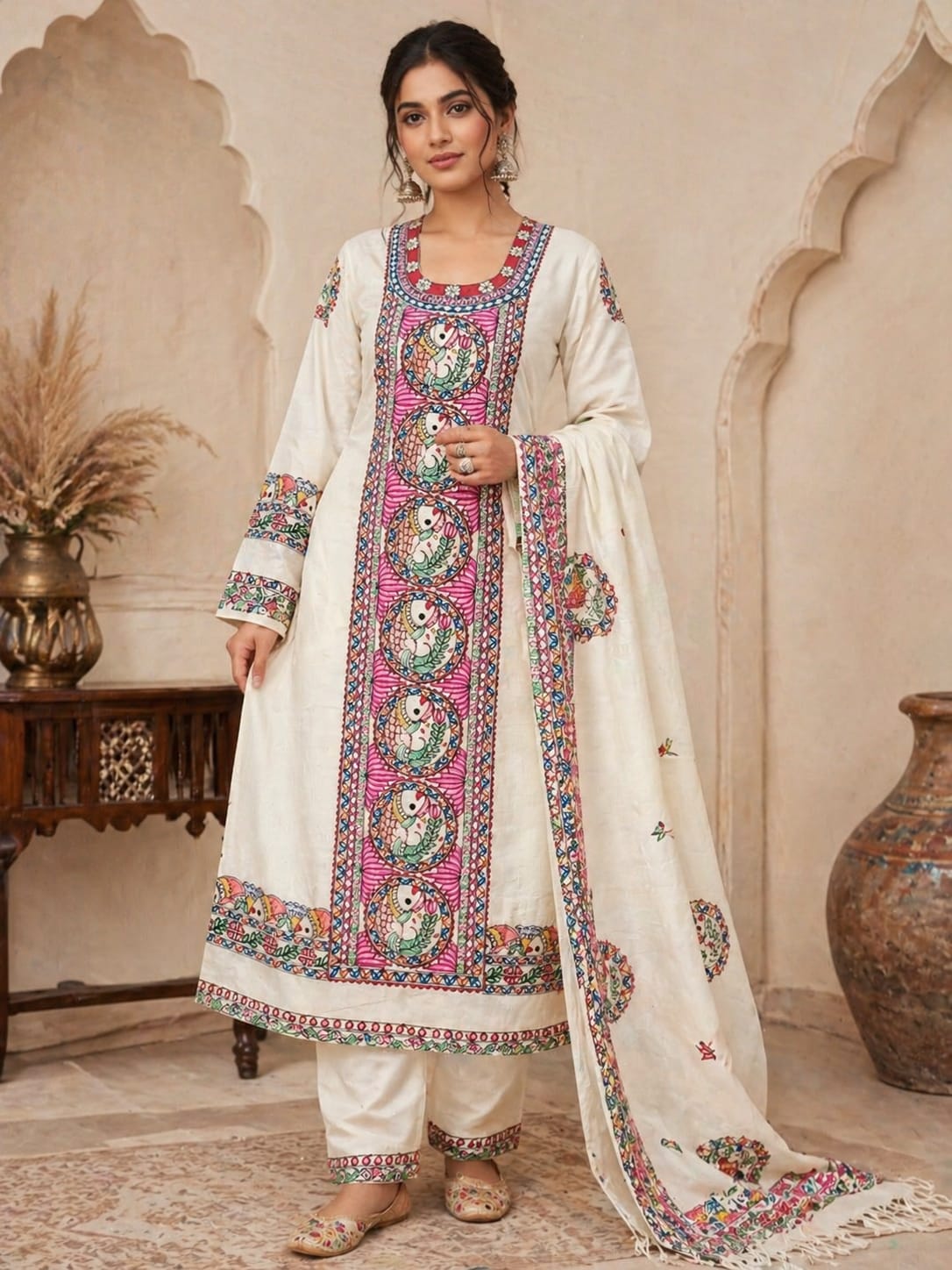 Hand Painted Madhubani Print Kurta Set