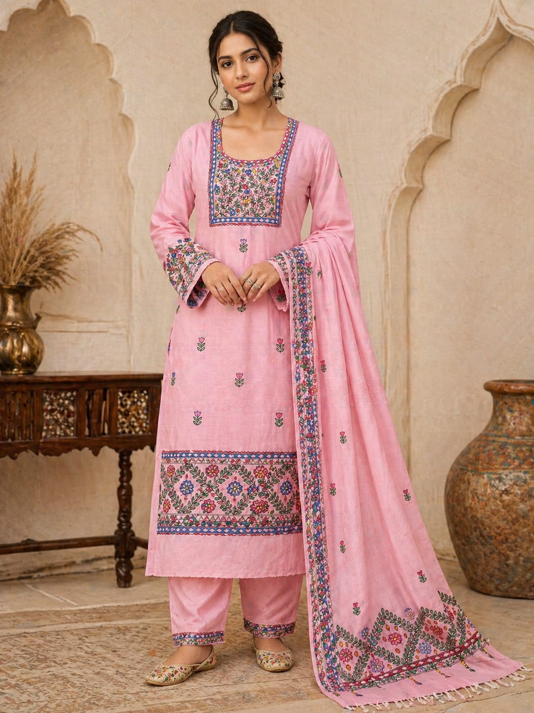 Hand Painted Madhubani Print Kurta Set