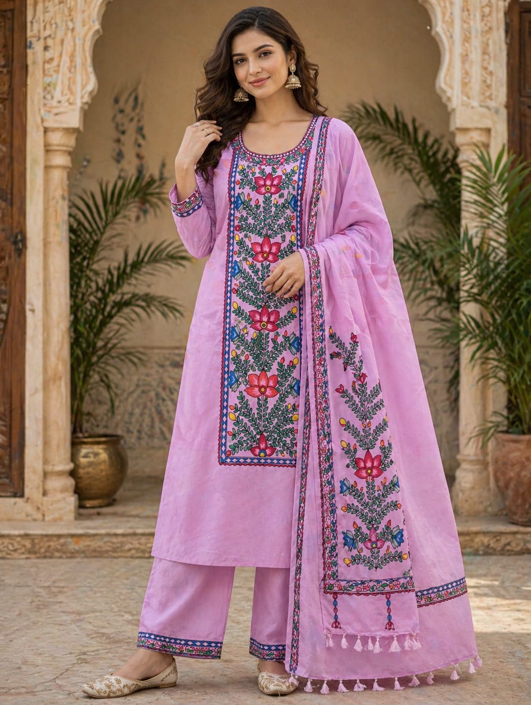 Hand Painted Madhubani Print Kurta Set