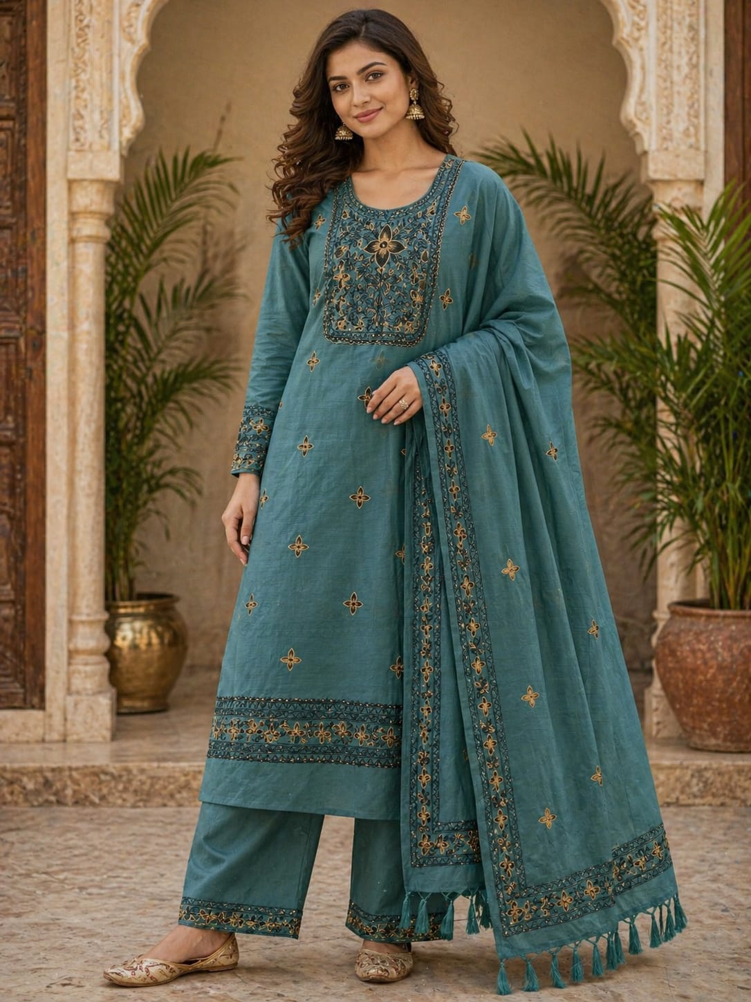 Hand Painted Madhubani Print Kurta Set