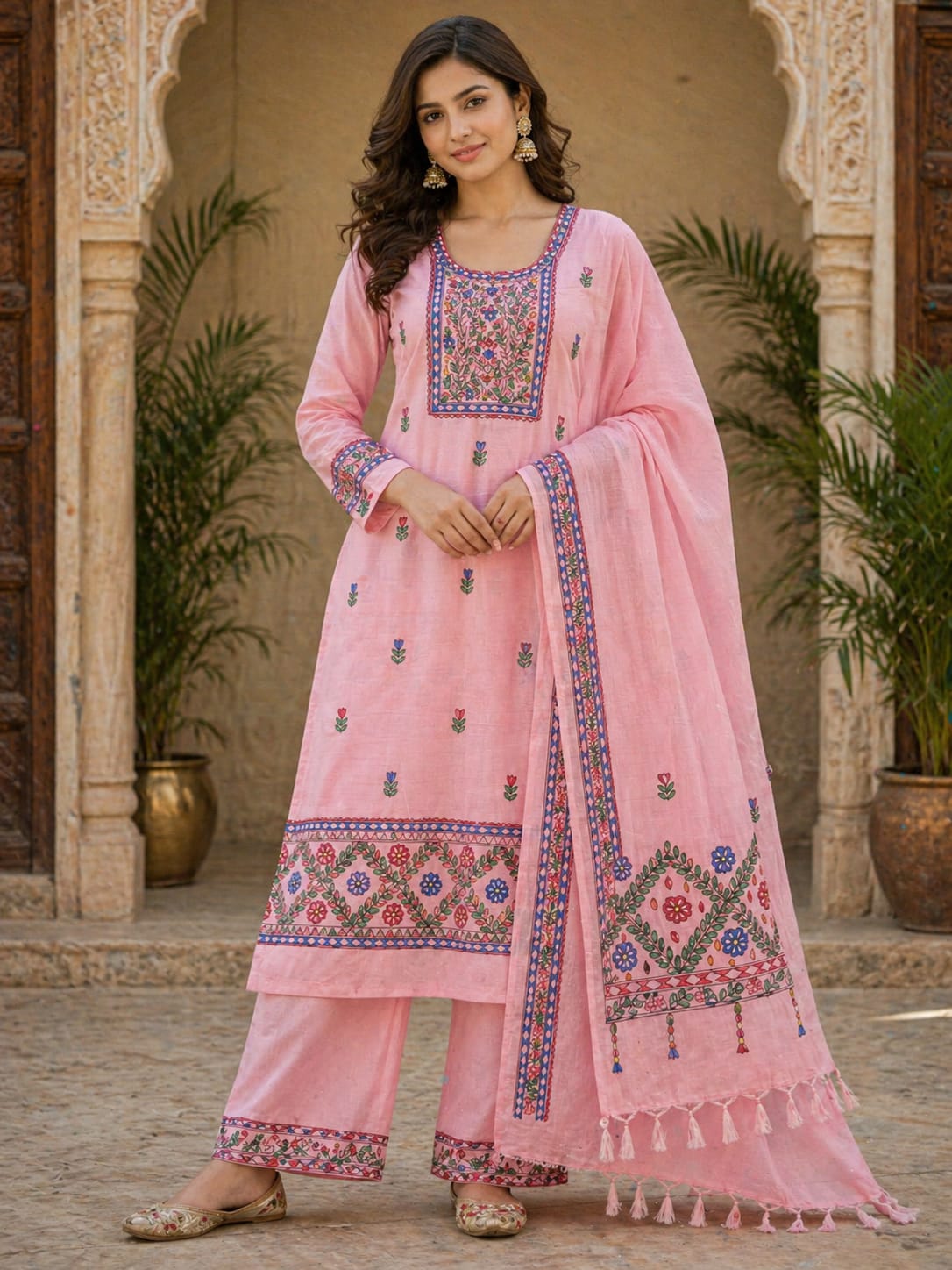 Hand Painted Madhubani Print Kurta Set