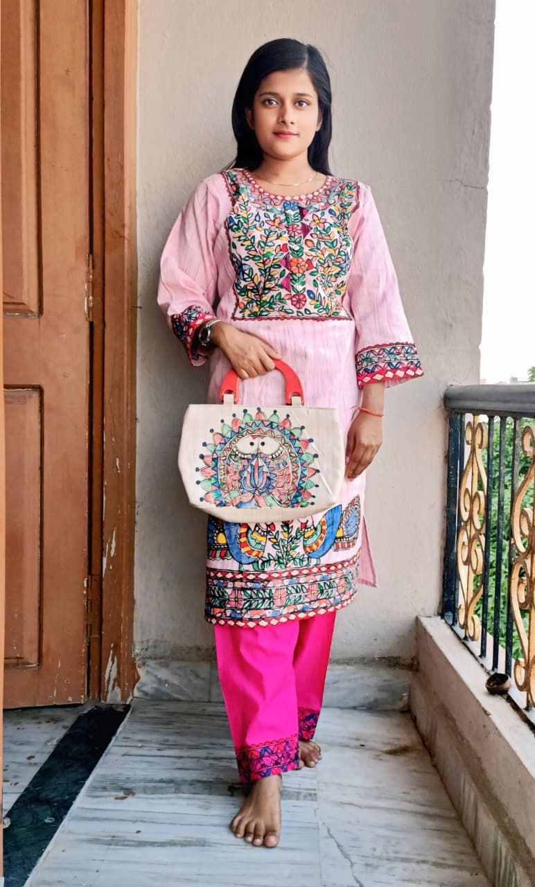Hand Painted Madhubani Print Kurta Set