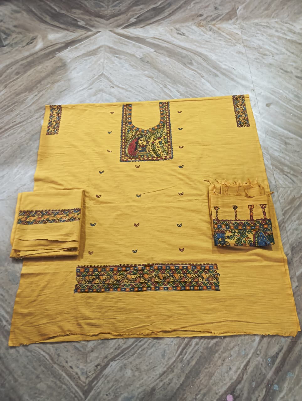 Hand Painted Madhubani Print Kurta Set