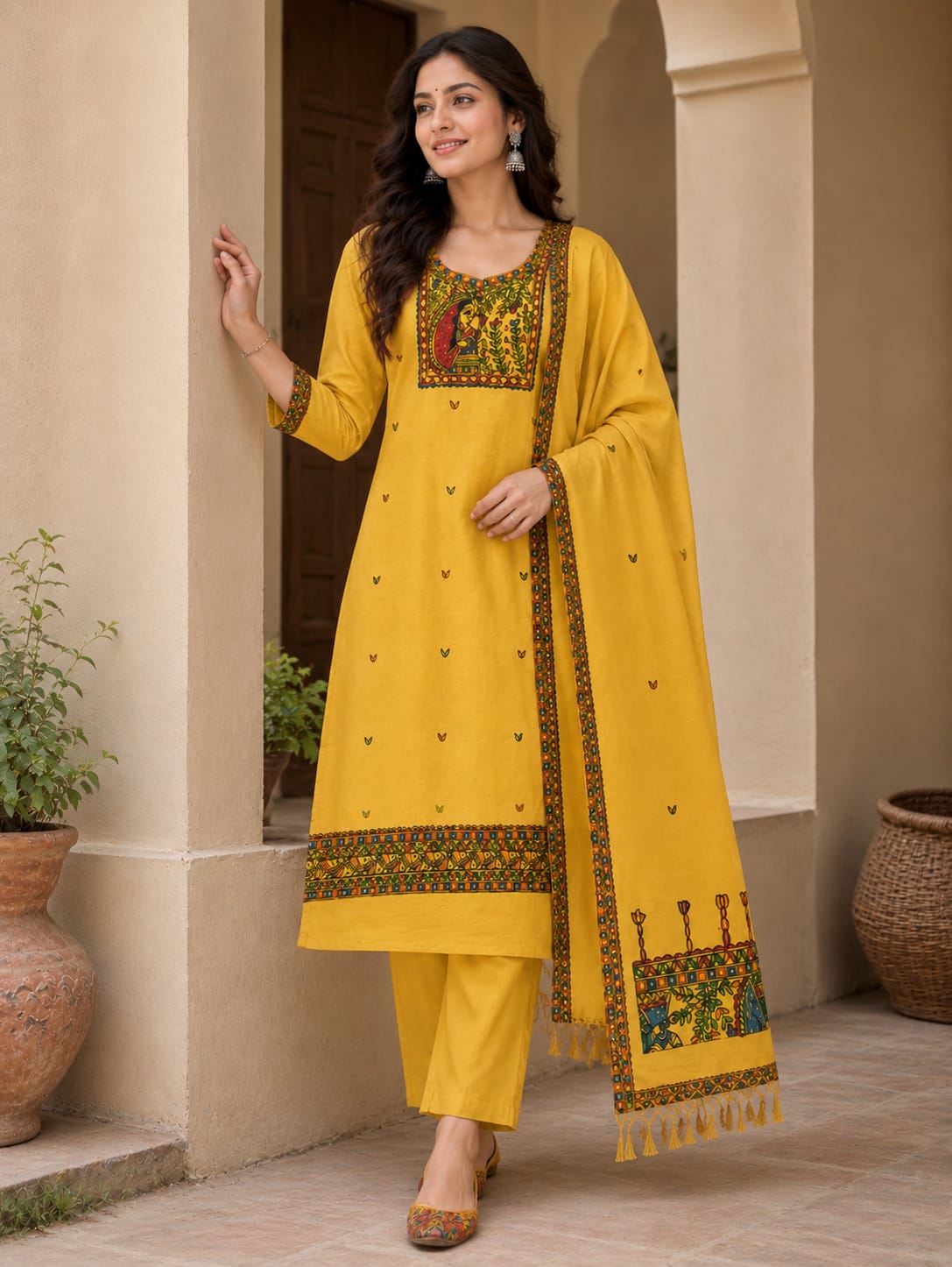 Hand Painted Madhubani Print Kurta Set