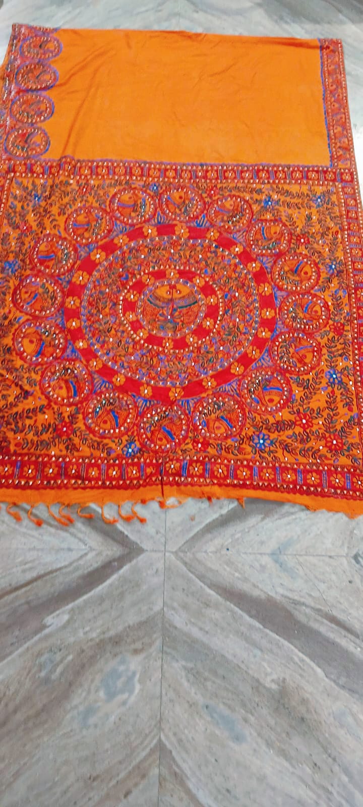 Handcrafted Bhagalpuri silk saree with blouse unstitch