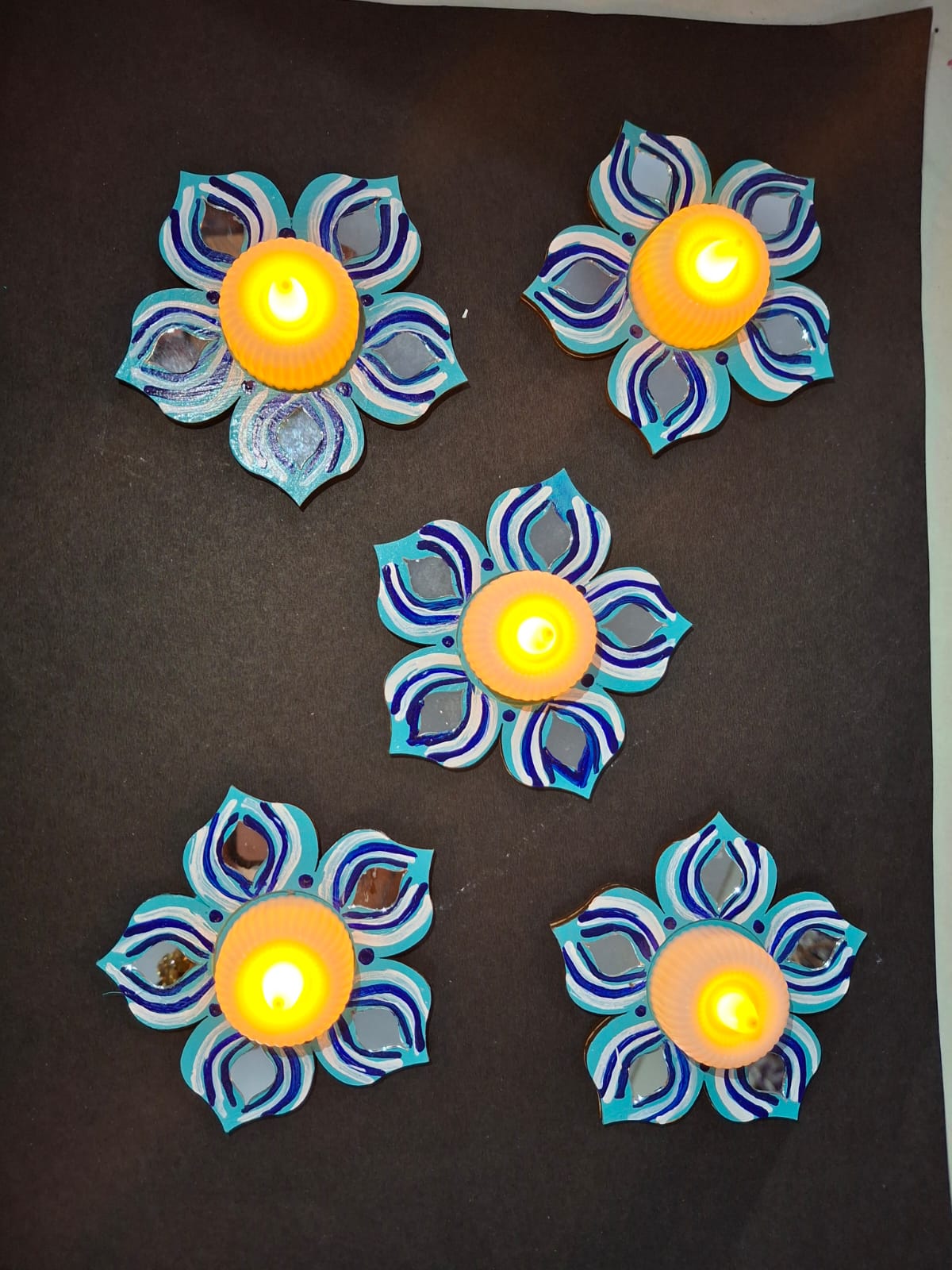 Handcrafted Floral Diya Set