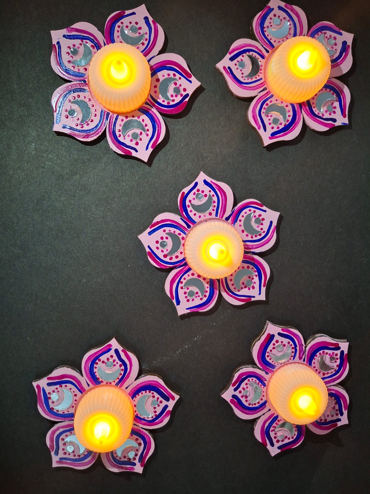 Handcrafted Floral Diya Set