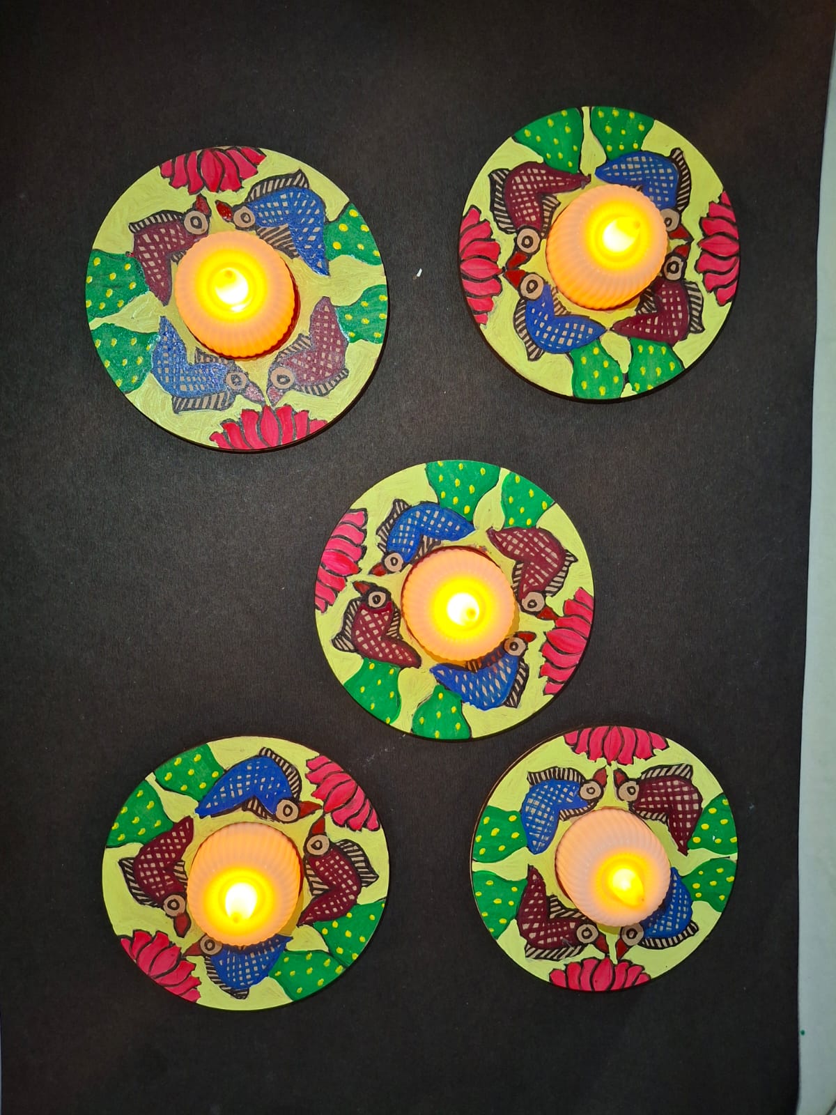 Handcrafted Floral Diya Set