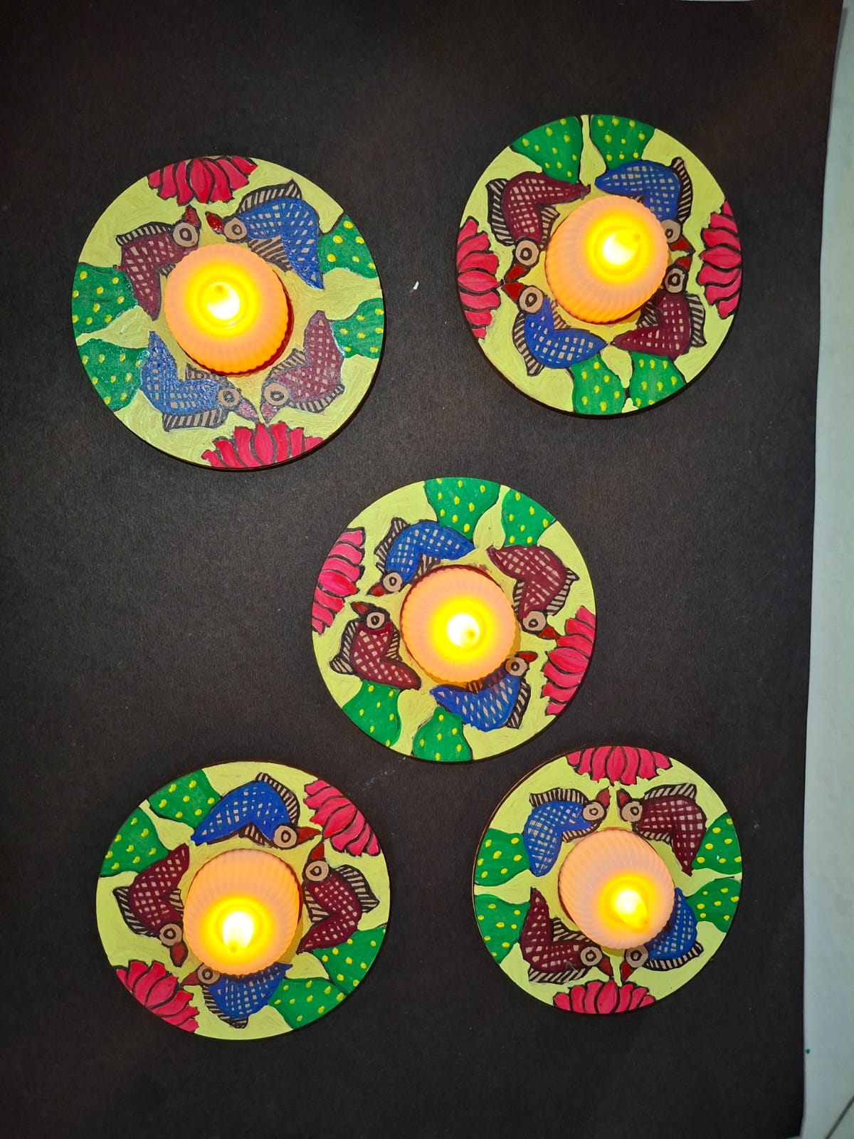 Handcrafted Floral Diya Set