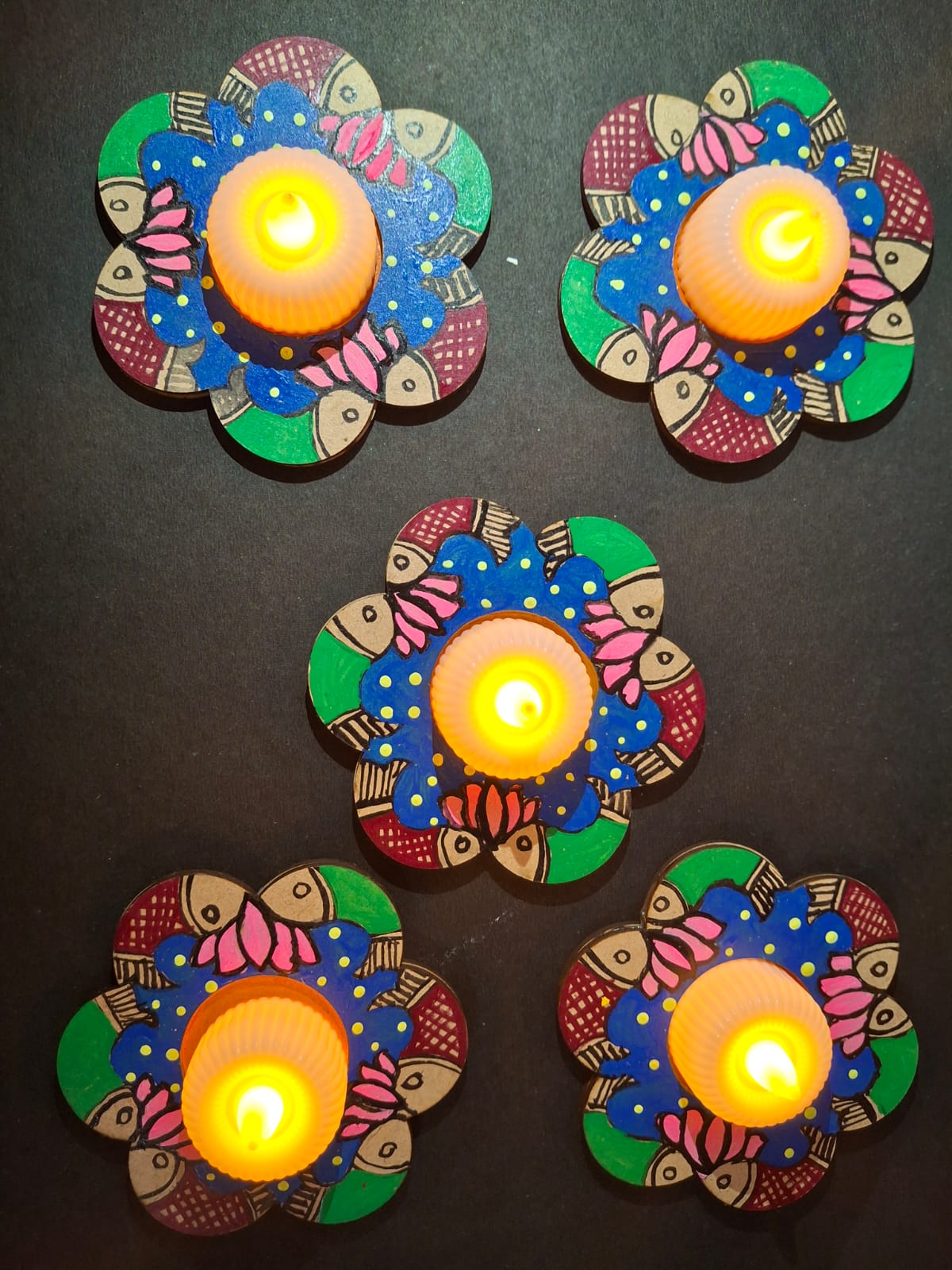 Handcrafted Floral Diya Set