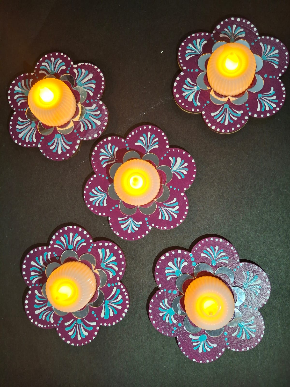 Handcrafted Floral Diya Set